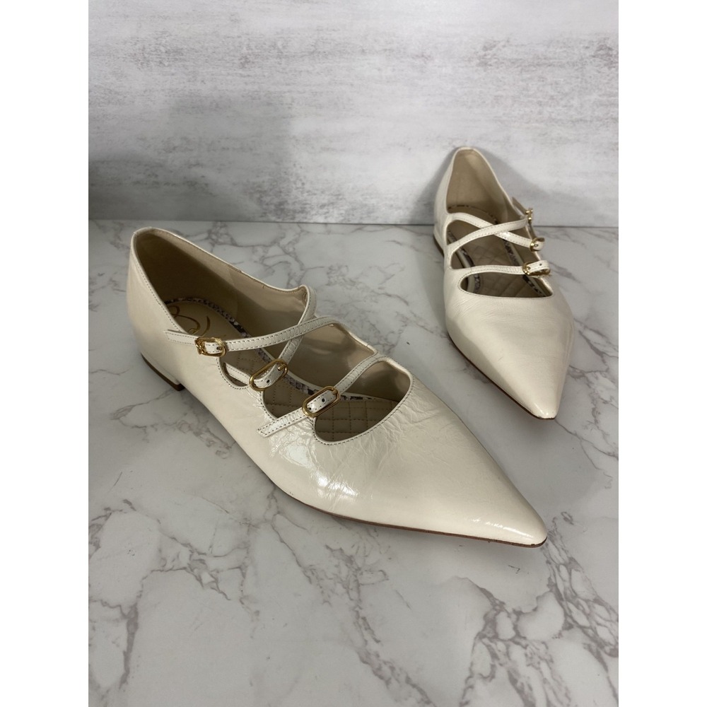 Sam Edelman Anthropologie Cass Flats Maryjane 10 Alpine Ivory Point Toe Chic